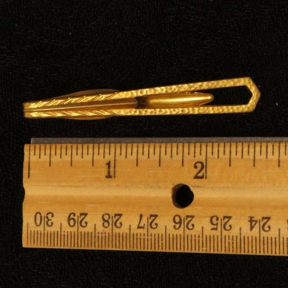 Vintage Hickok Tie Clip Bar‎ Gold Tone USA Mens Slim Tie Bar